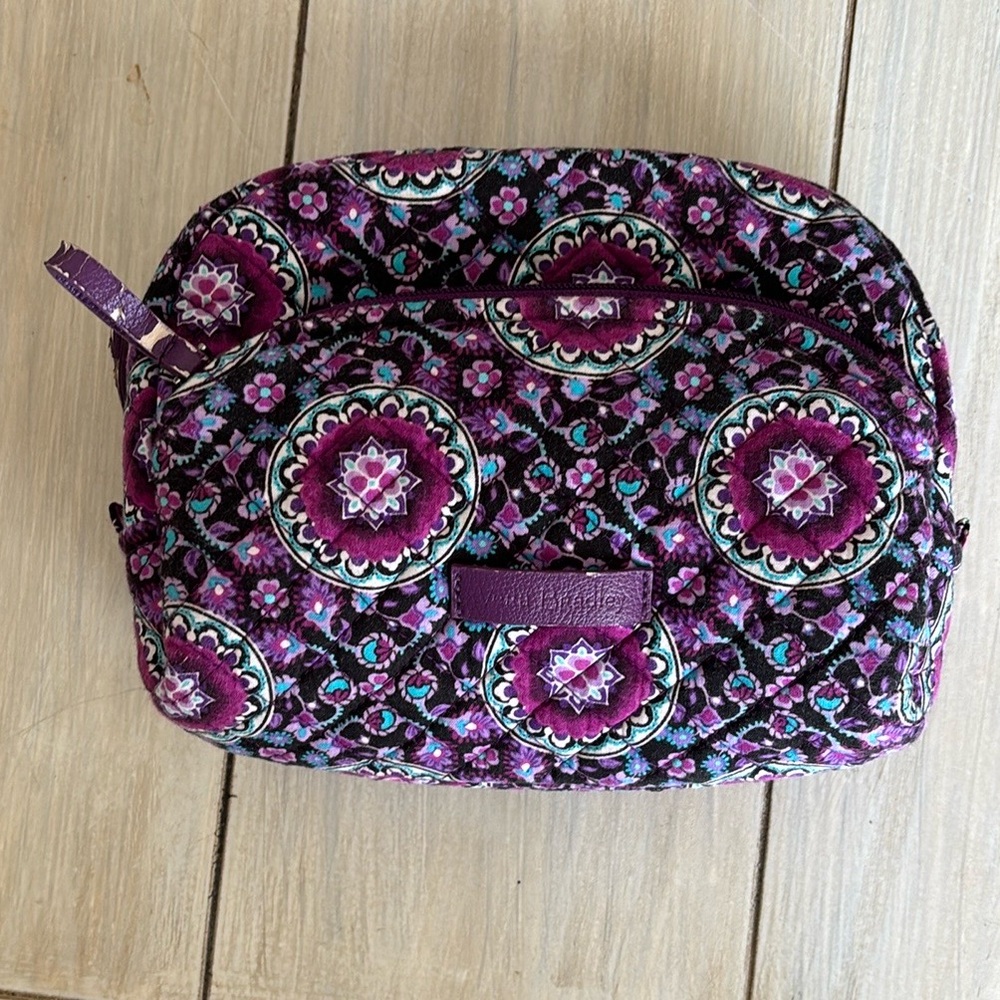 Vera Bradley Purple Medallion Patterned Cosmetic Makeup Bag